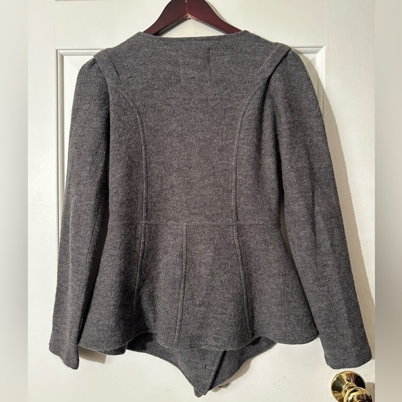 SPARROW Anthropologie Gray 100% Merino Wool XS Double Breasted Fit Flare Sweater - Picture 3 of 16